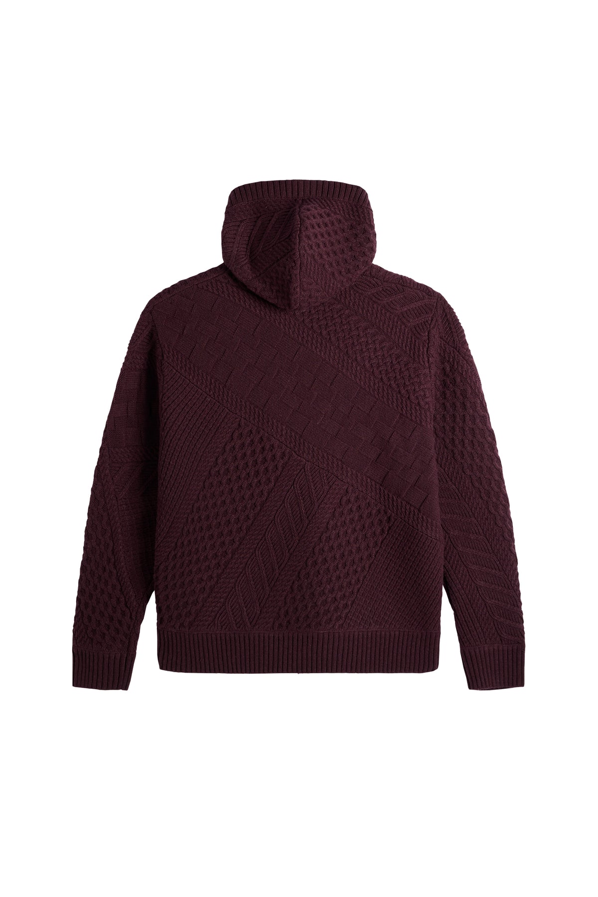 Savio Cable Knit Hoodie in Winetasting by J.Lindeberg