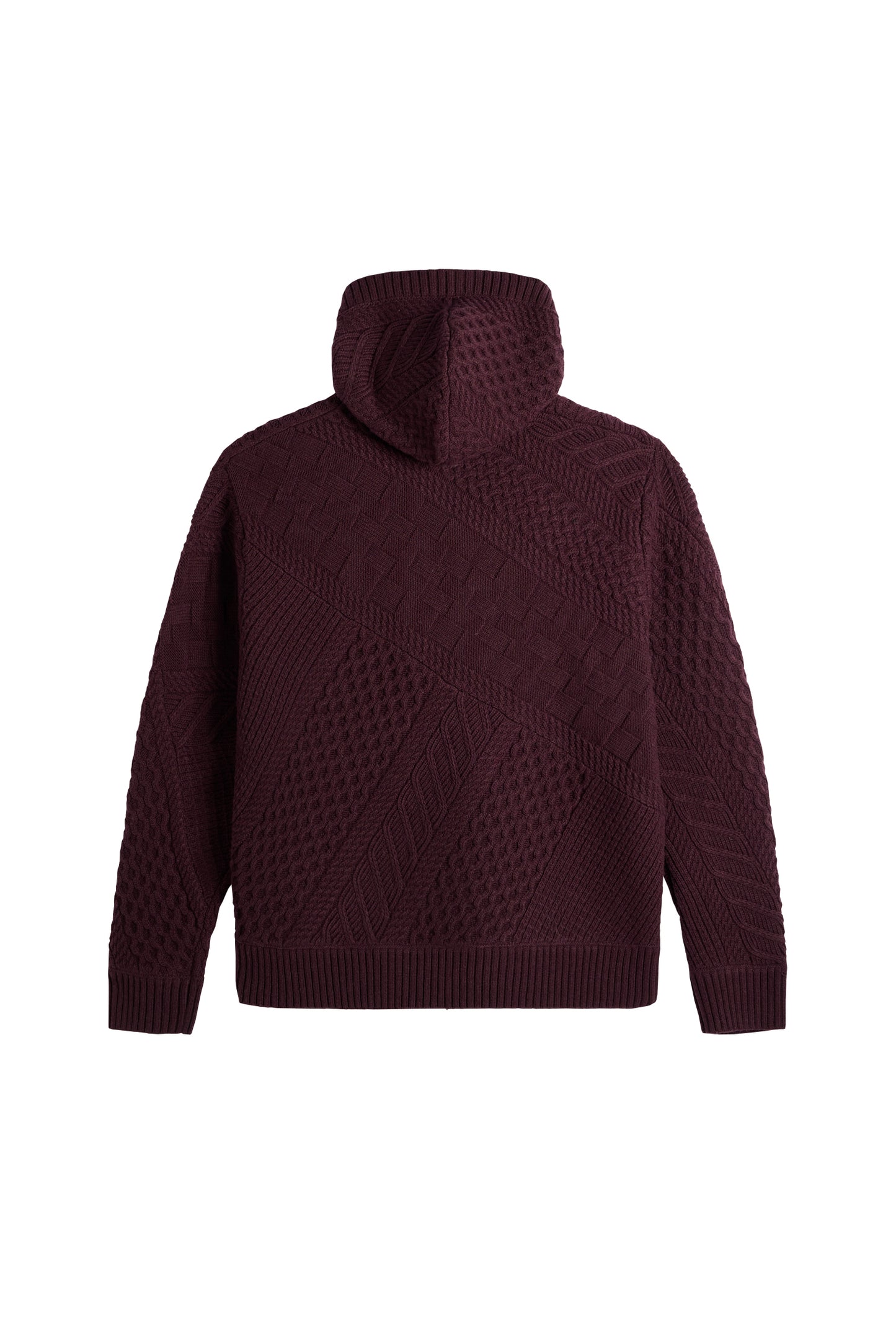 Savio Cable Knit Hoodie in Winetasting by J.Lindeberg