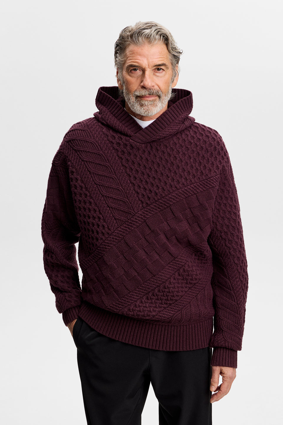 Savio Cable Knit Hoodie / Winetasting