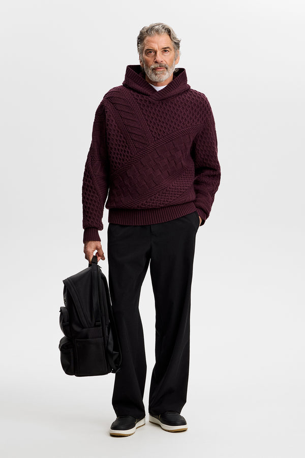 Savio Cable Knit Hoodie / Winetasting