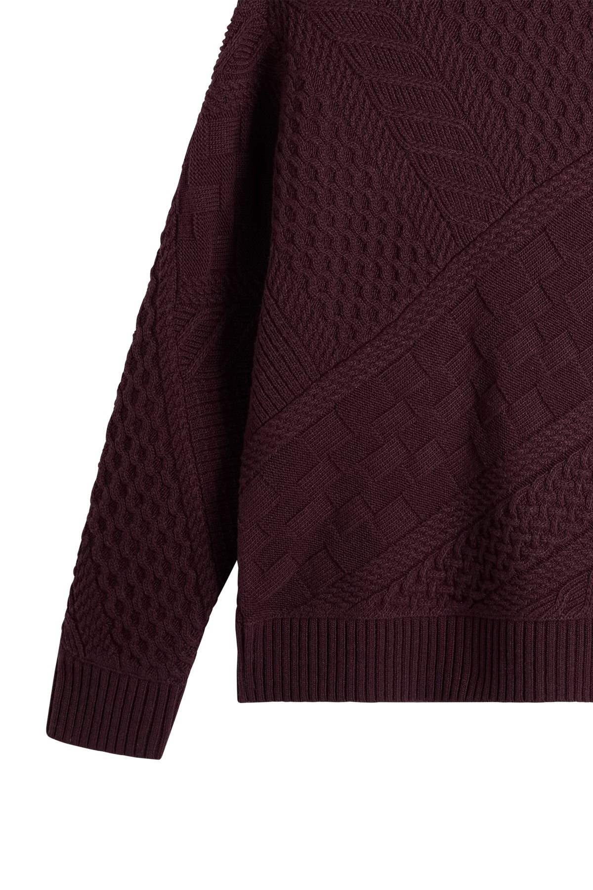 Savio Cable Knit Hoodie in Winetasting by J.Lindeberg