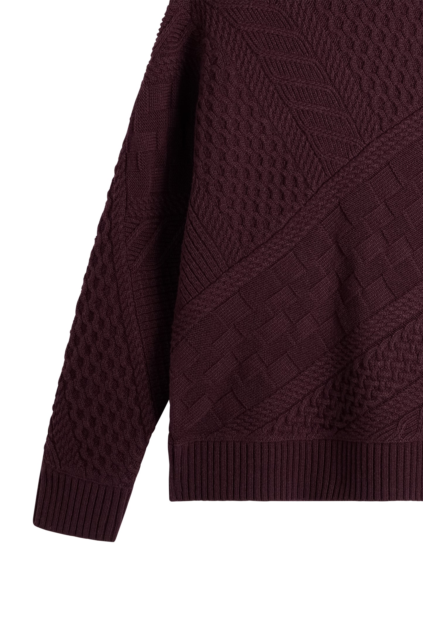Savio Cable Knit Hoodie in Winetasting by J.Lindeberg