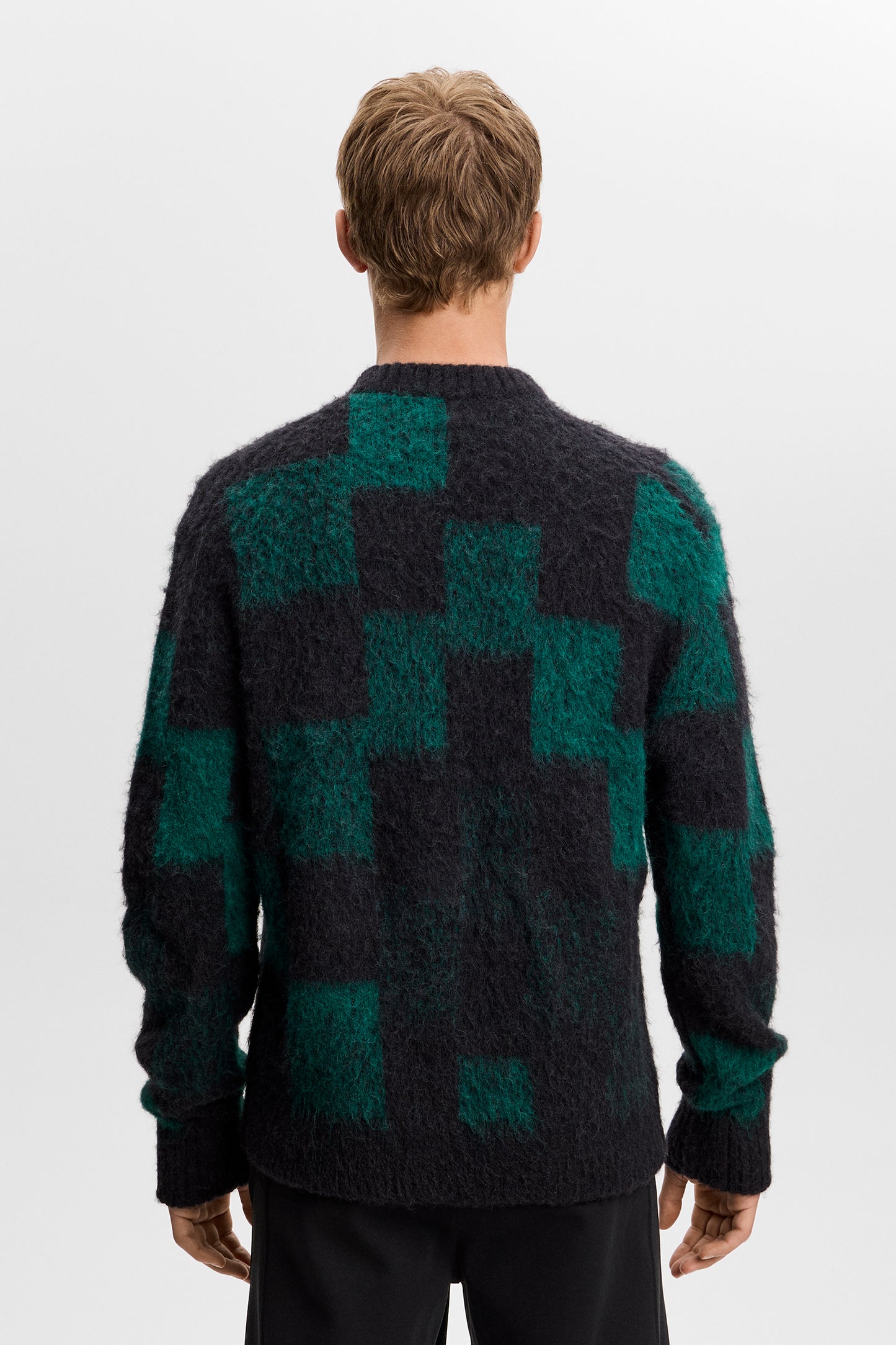 Hank Hairy Graphic Knit Crew in Pixel Stacked Forest Biome by J.Lindeberg