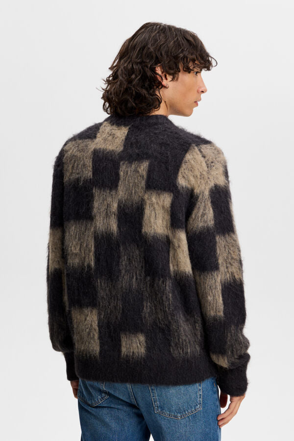 Hank Hairy Graphic Knit Crew / Brindle