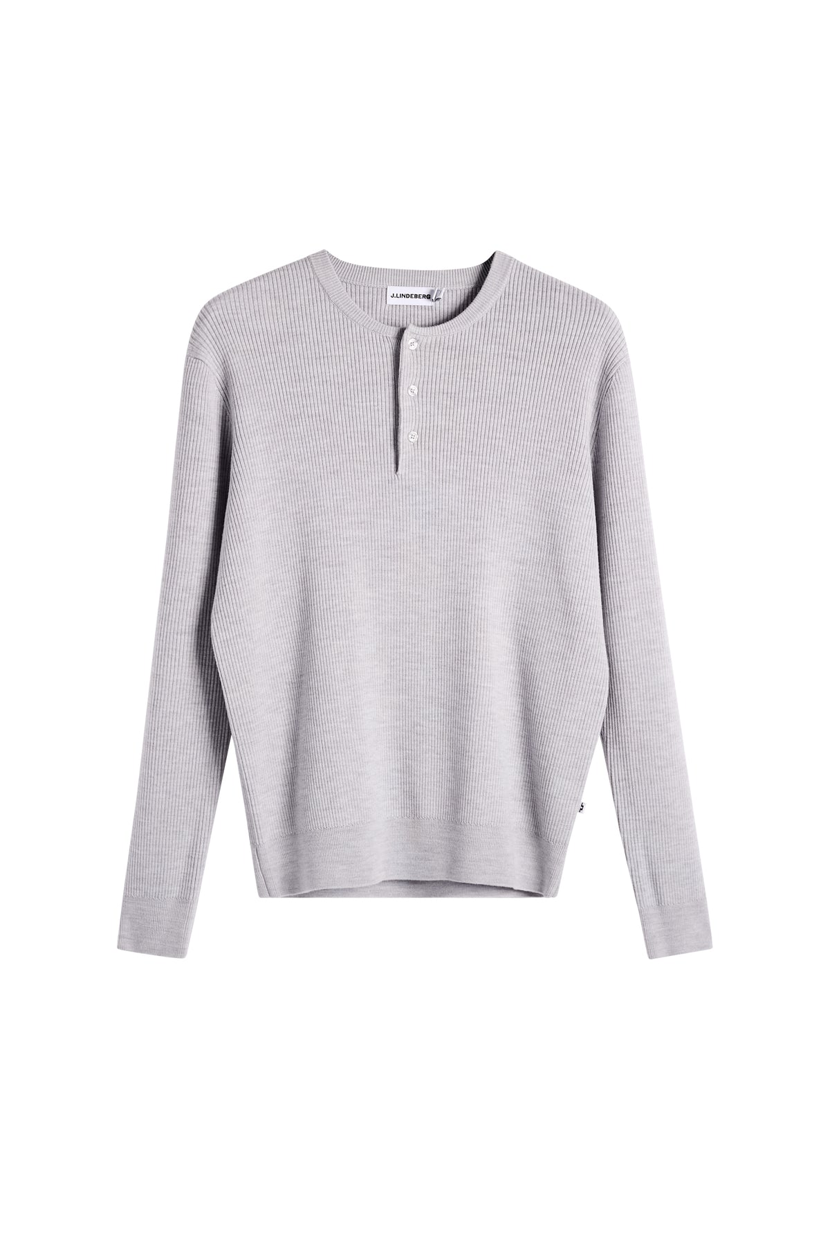Hawk Rib Knitted Henley in Light Grey Melange by J.Lindeberg