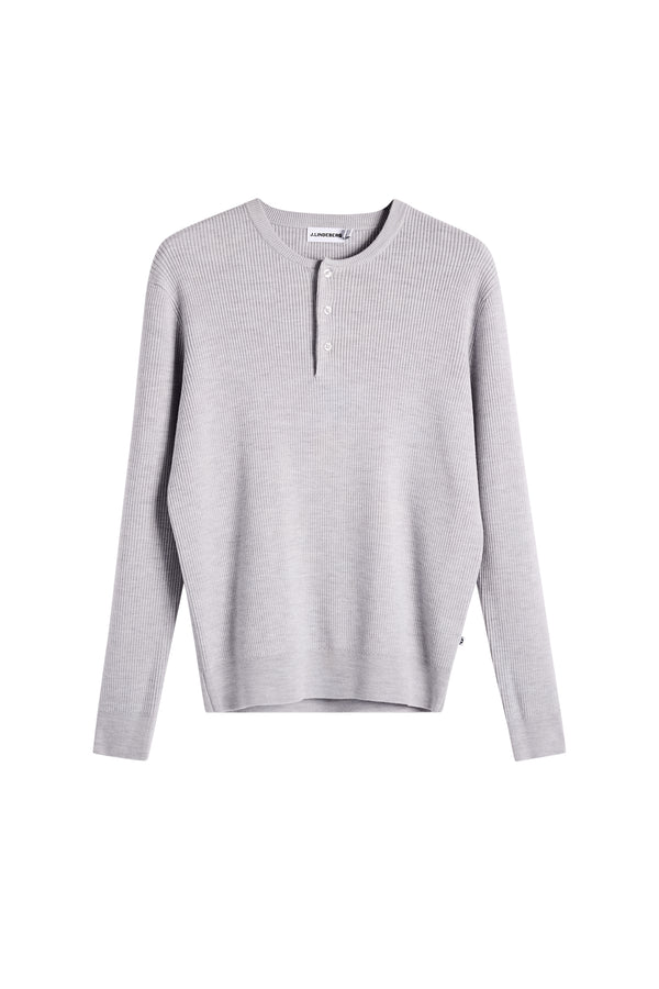 Hawk Rib Knitted Henley / Light Grey Melange