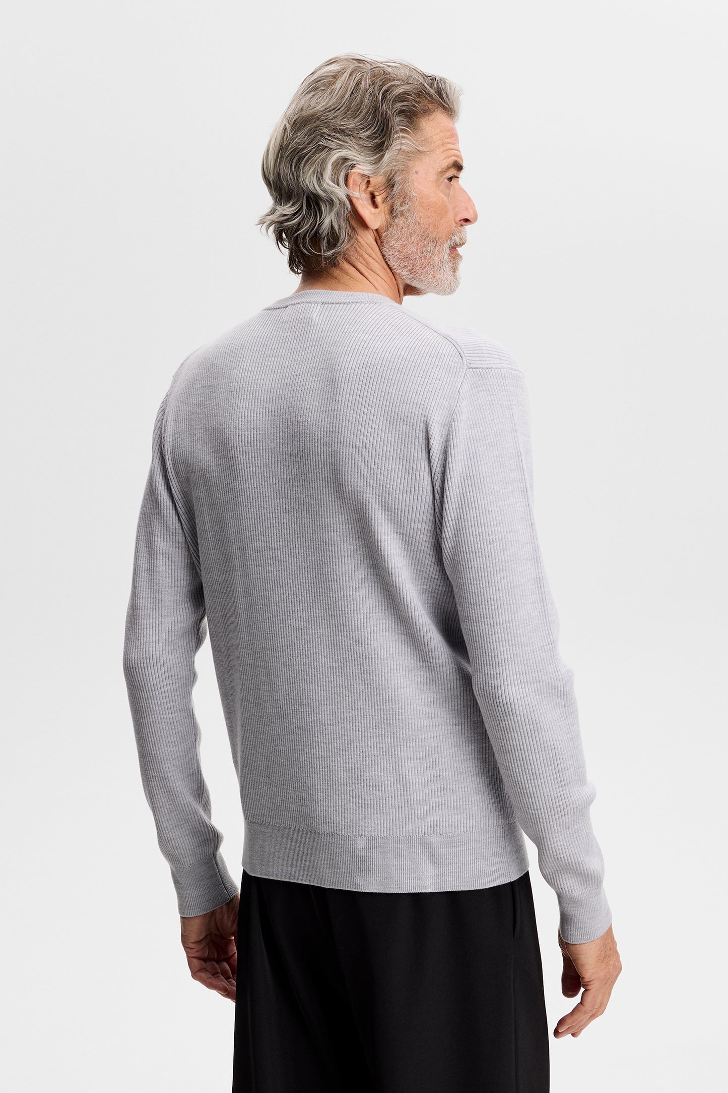 Hawk Rib Knitted Henley in Light Grey Melange by J.Lindeberg