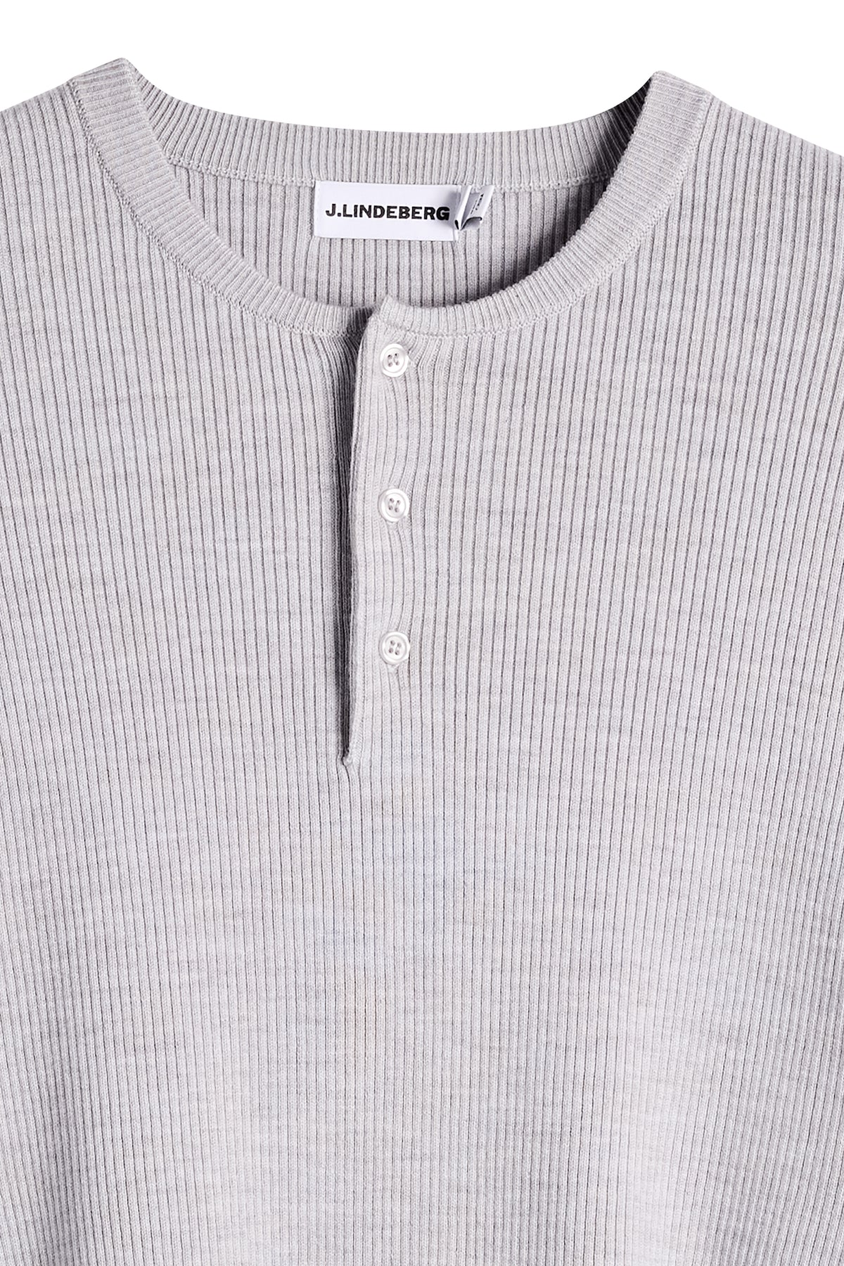 Hawk Rib Knitted Henley in Light Grey Melange by J.Lindeberg