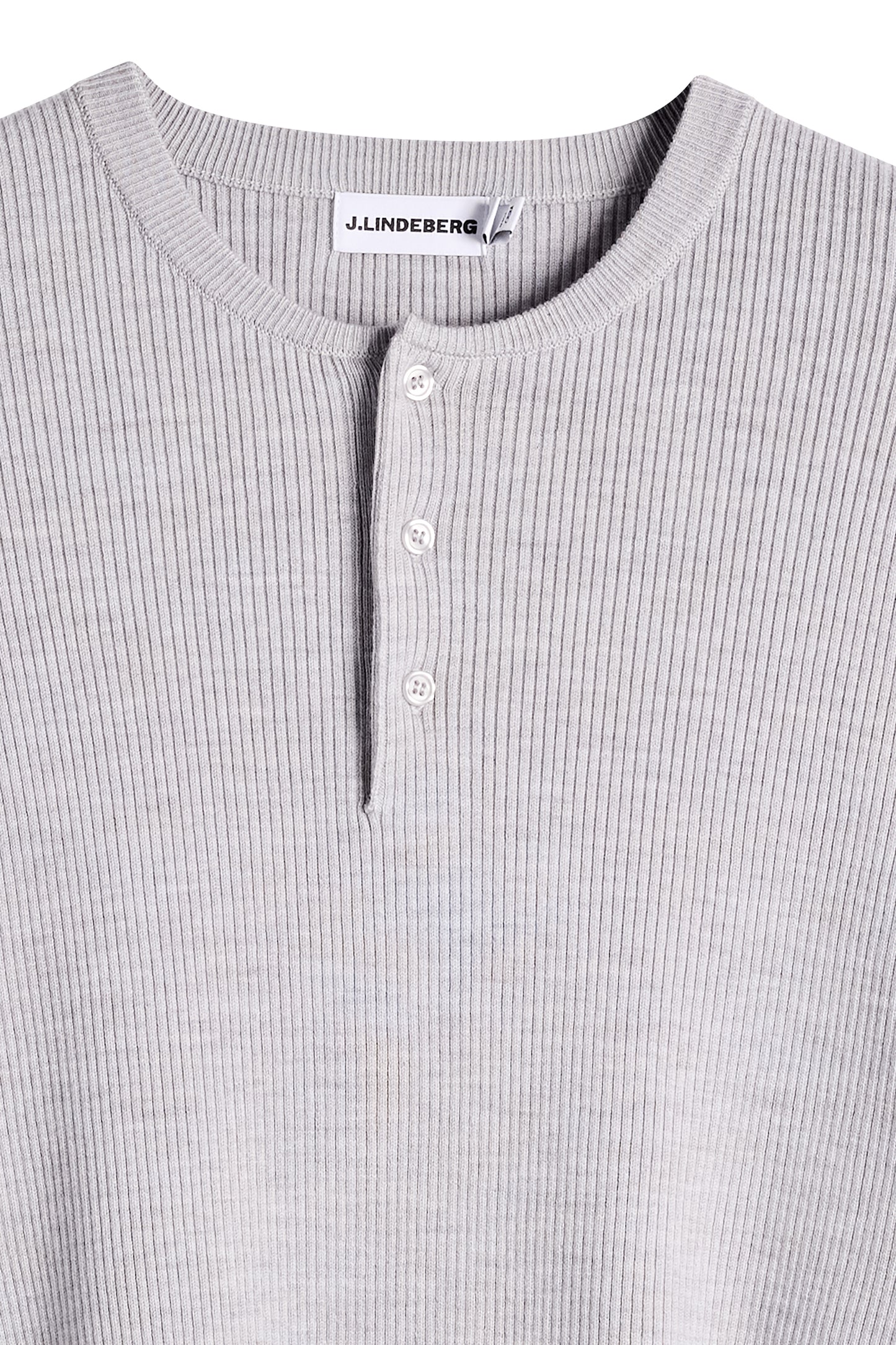 Hawk Rib Knitted Henley in Light Grey Melange by J.Lindeberg