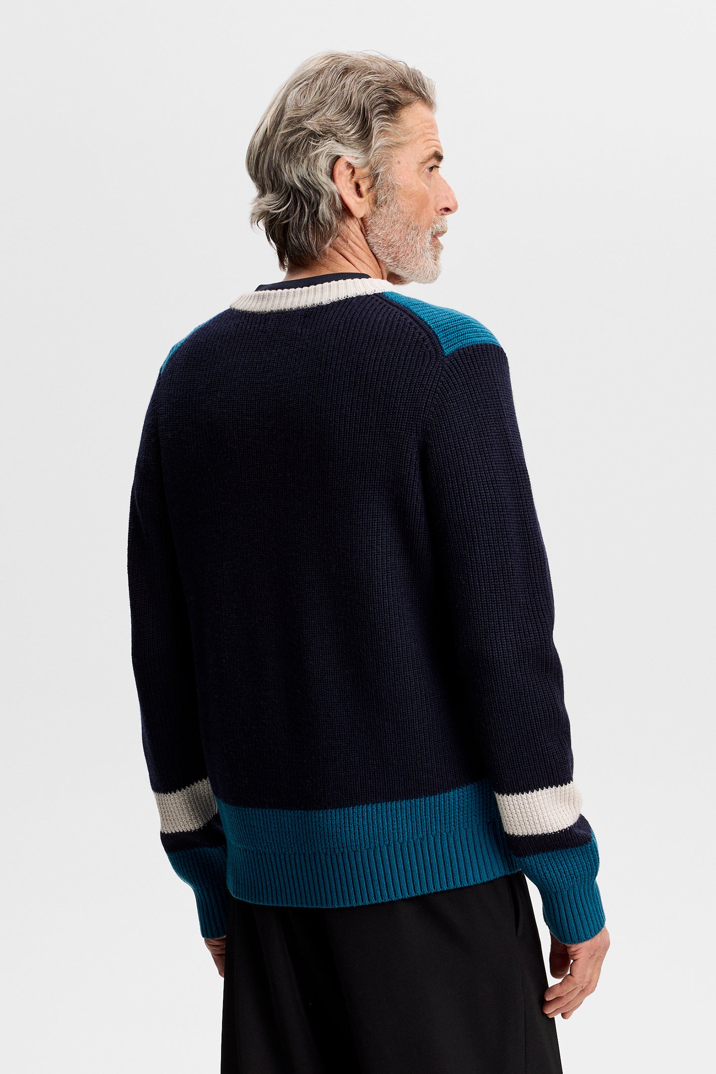 Stan Colour Block Knit Crew in JL Navy by J.Lindeberg