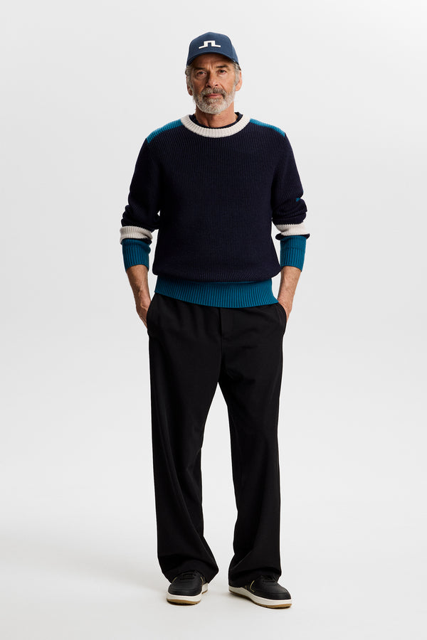 Stan Colour Block Knit Crew / JL Navy