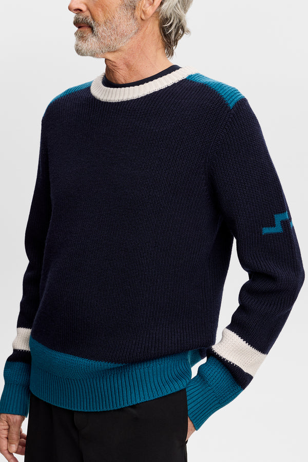 Stan Colour Block Knit Crew / JL Navy