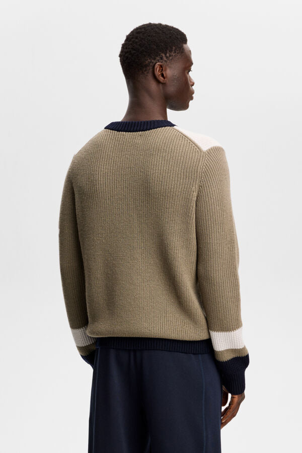 Stan Colour Block Knit Crew / Brindle