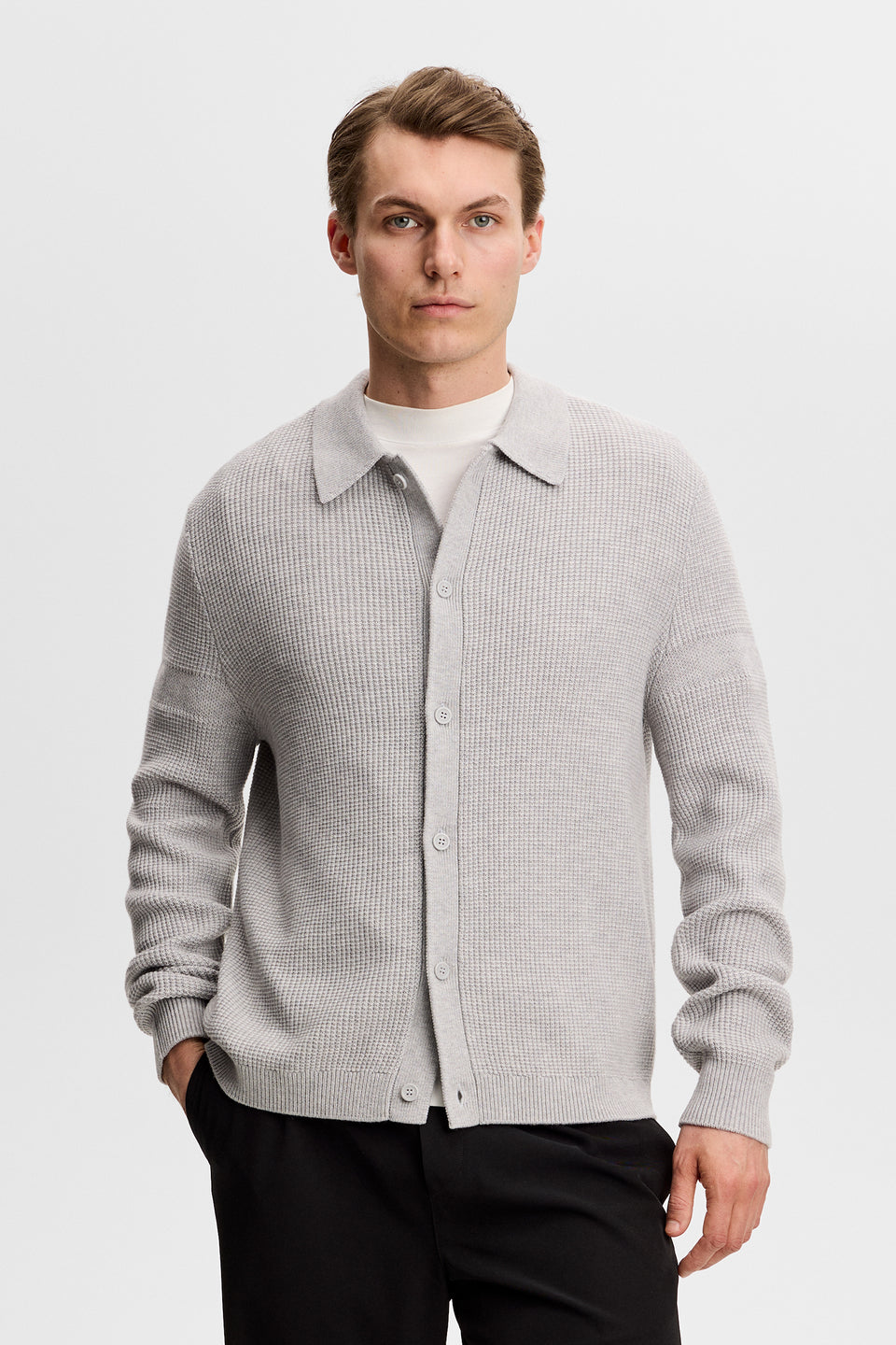 Willem Polo Cardigan / Light Grey Melange