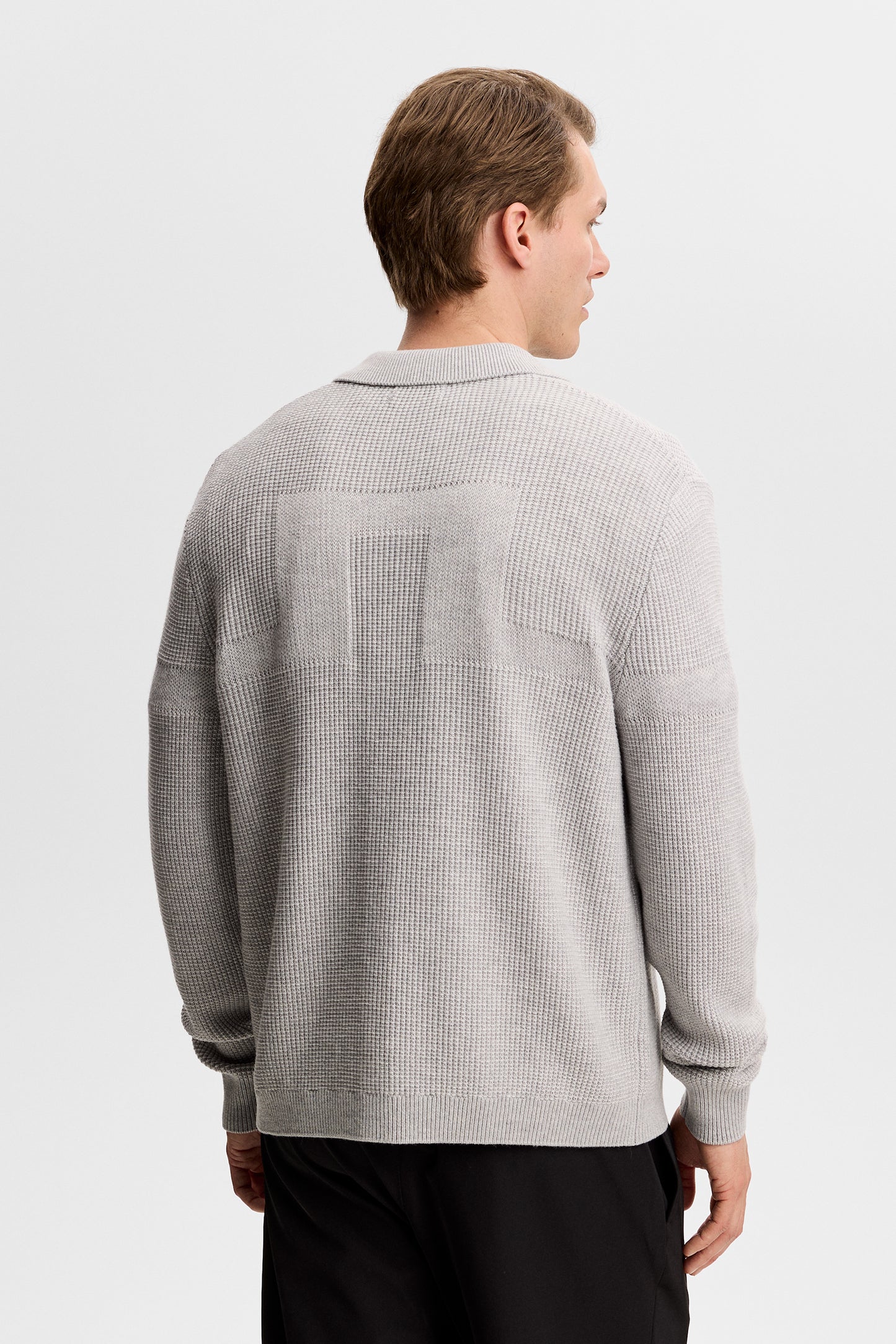 Willem Polo Cardigan in Light Grey Melange by J.Lindeberg