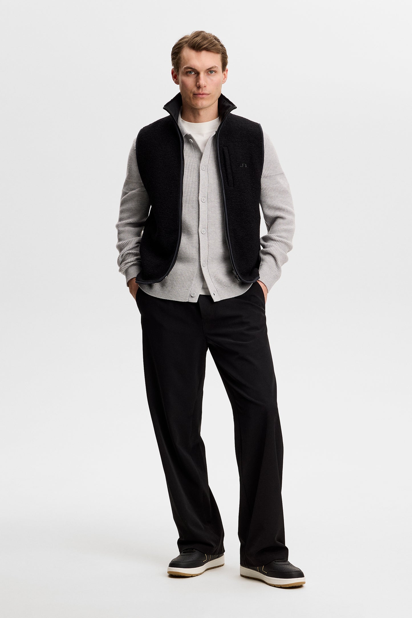 Willem Polo Cardigan in Light Grey Melange by J.Lindeberg