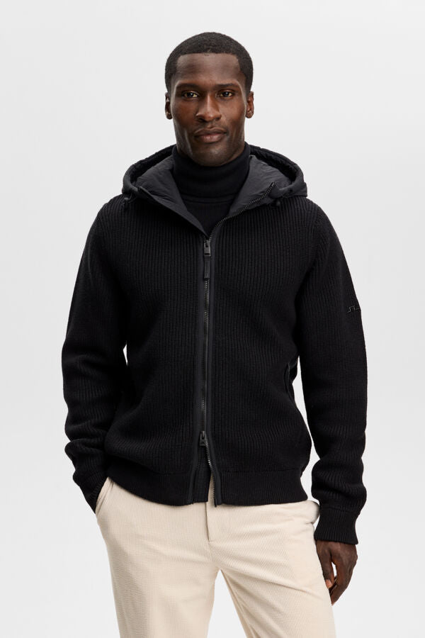 Dorin Knit Hood Hybrid Jacket / Black