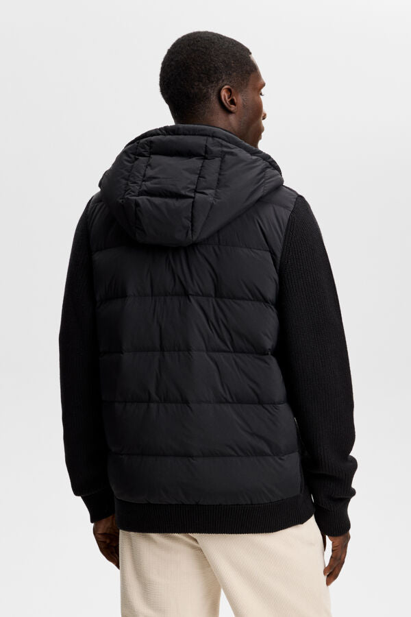 Dorin Knit Hood Hybrid Jacket / Black