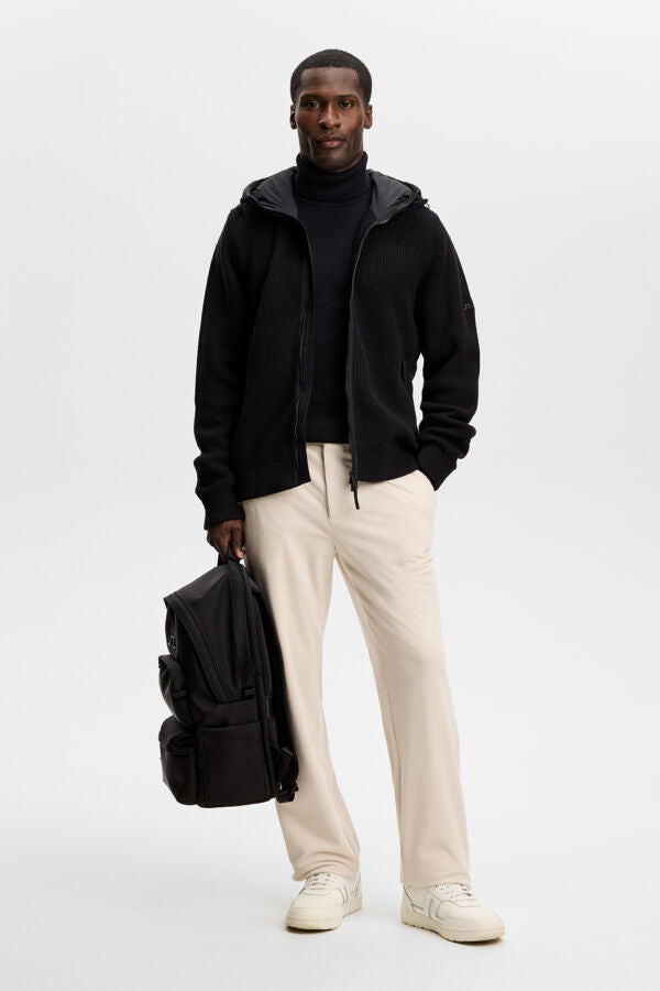 Dorin Knit Hood Hybrid Jacket / Black