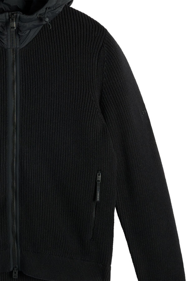 Dorin Knit Hood Hybrid Jacket / Black
