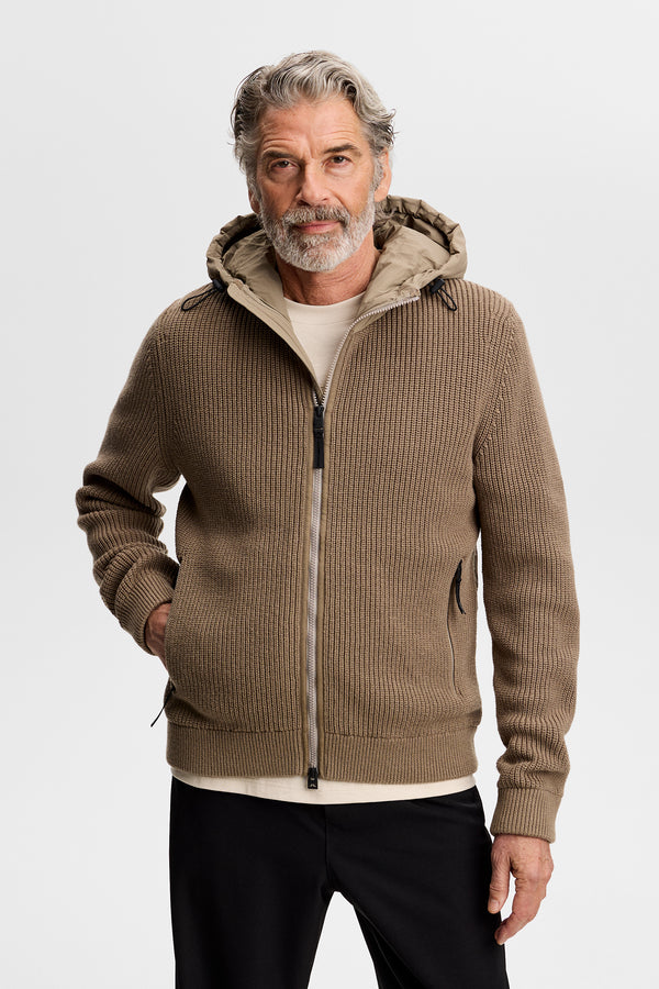 Dorin Knit Hood Hybrid Jacket / Brindle