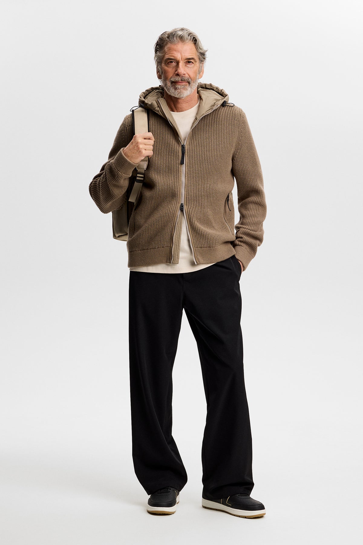 Dorin Knit Hood Hybrid Jacket in Brindle by J.Lindeberg