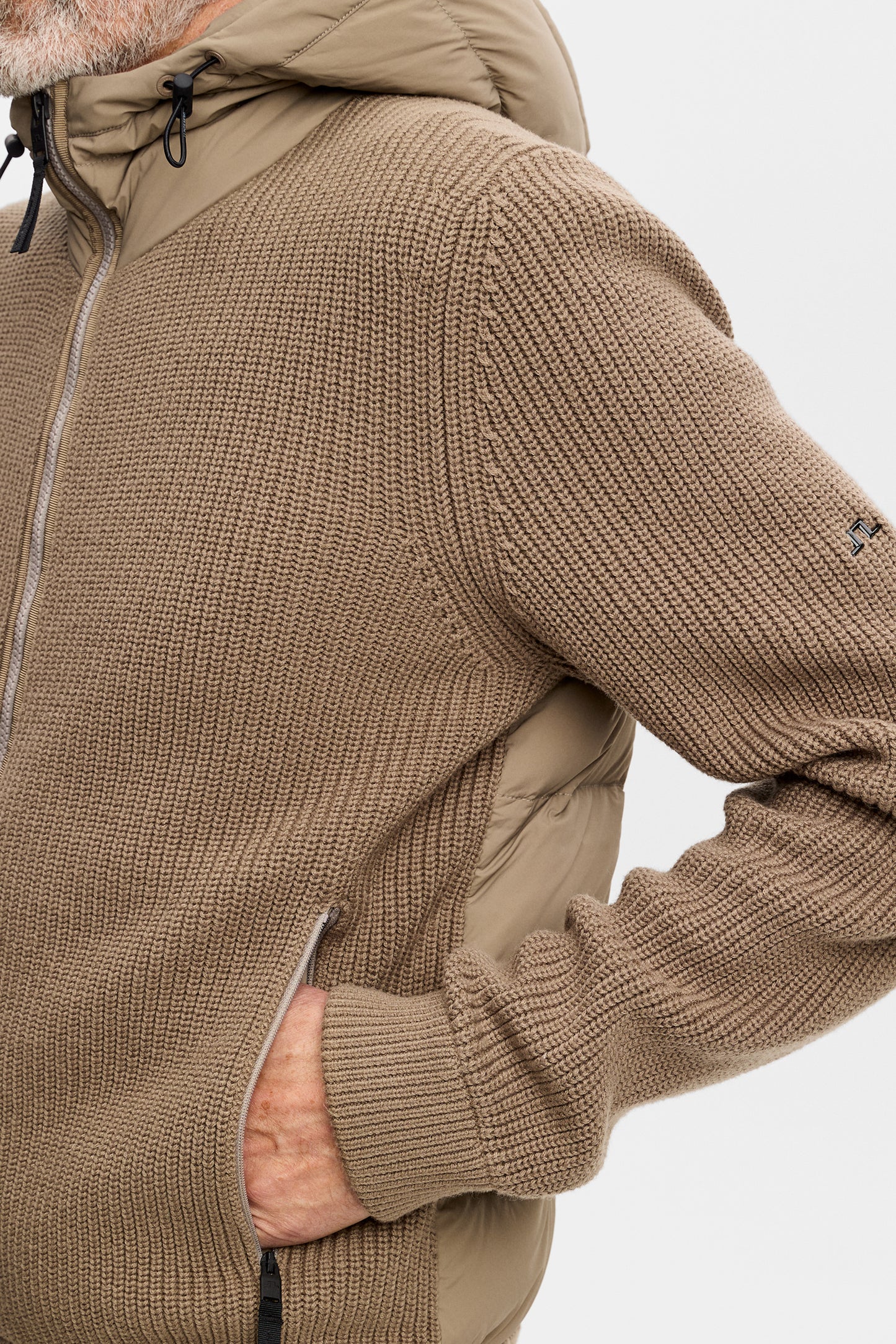 Dorin Knit Hood Hybrid Jacket in Brindle by J.Lindeberg