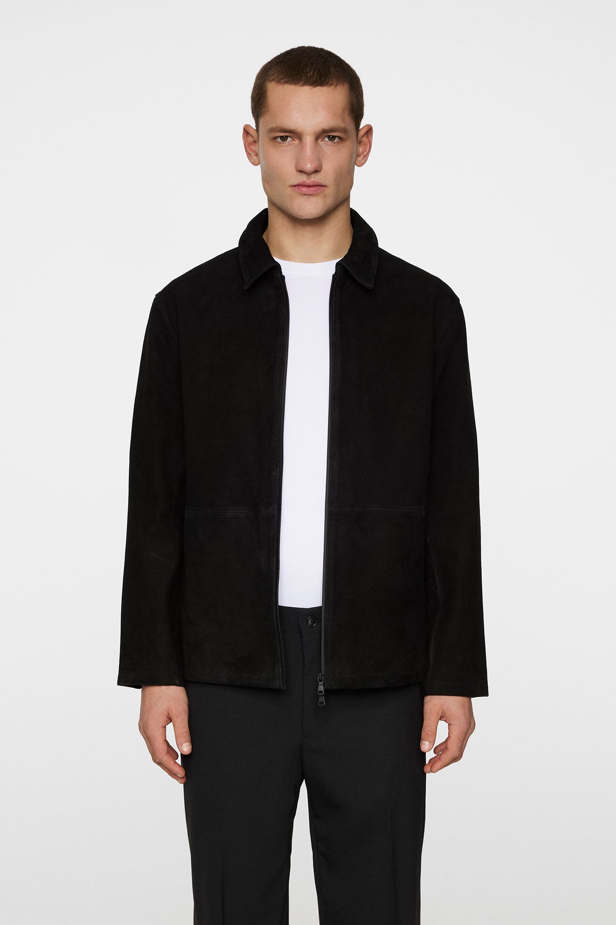 Jonah WR Suede Overshirt in Black by J.Lindeberg