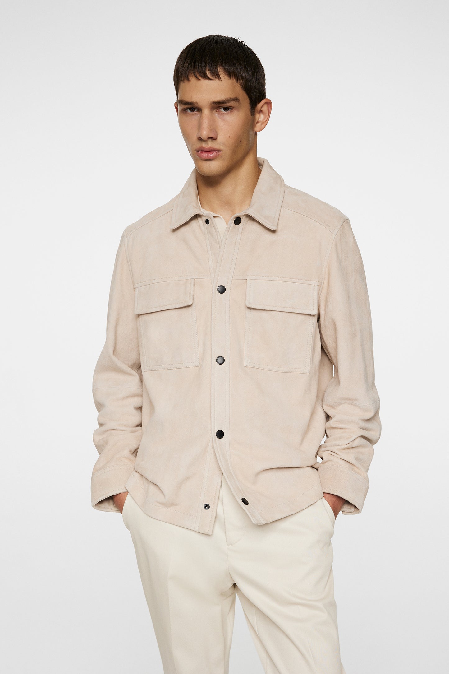 Wilden Suede Overshirt in Moonbeam by J.Lindeberg