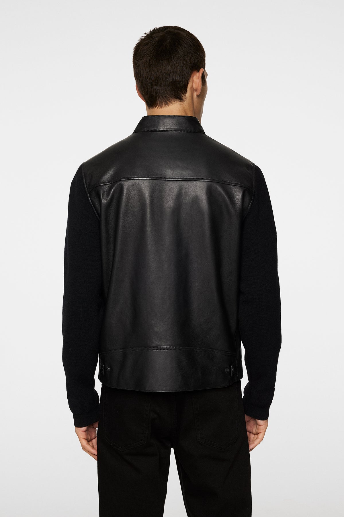 Wade Leather Hybrid Jacket in Black by J.Lindeberg