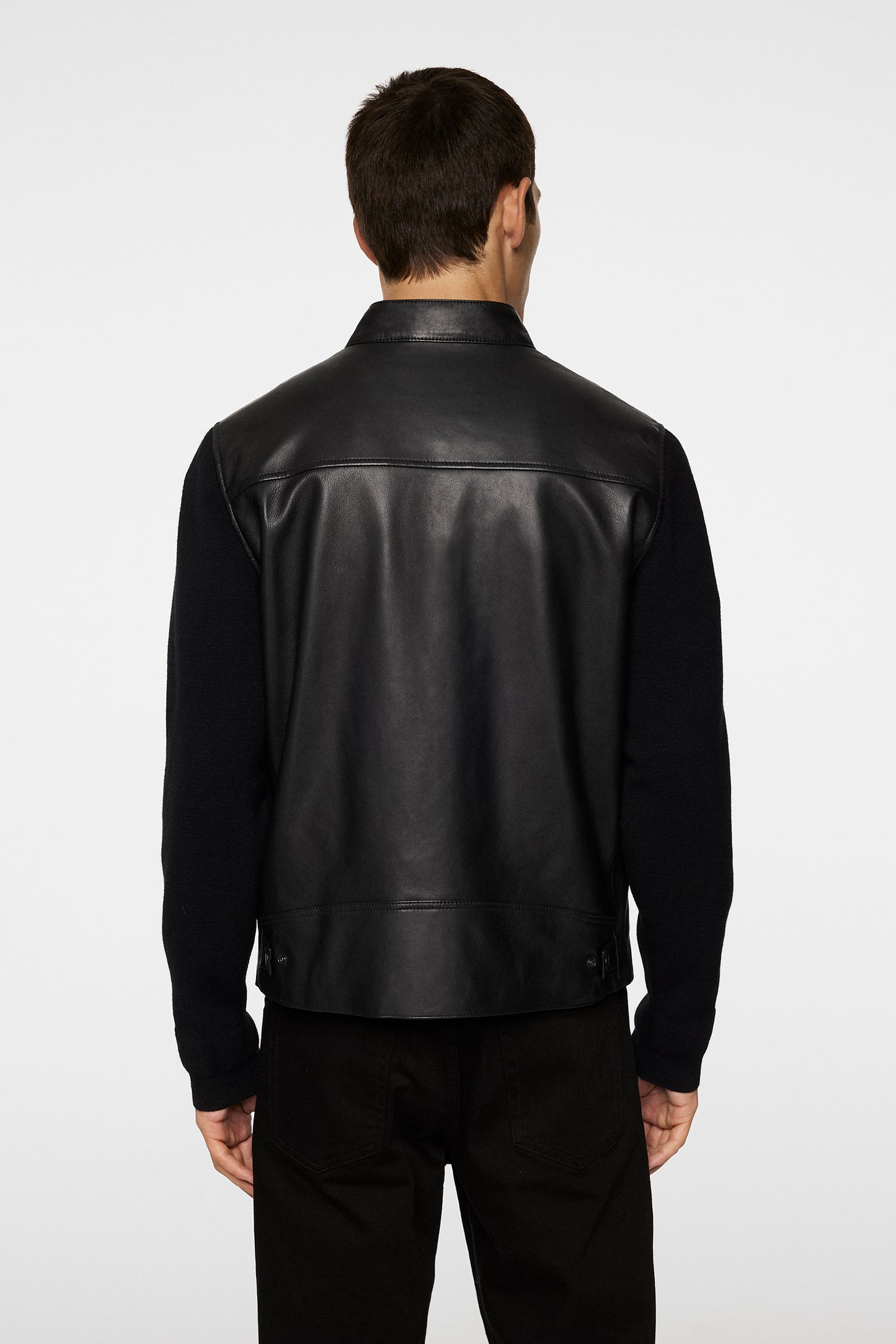 Wade Leather Hybrid Jacket in Black by J.Lindeberg