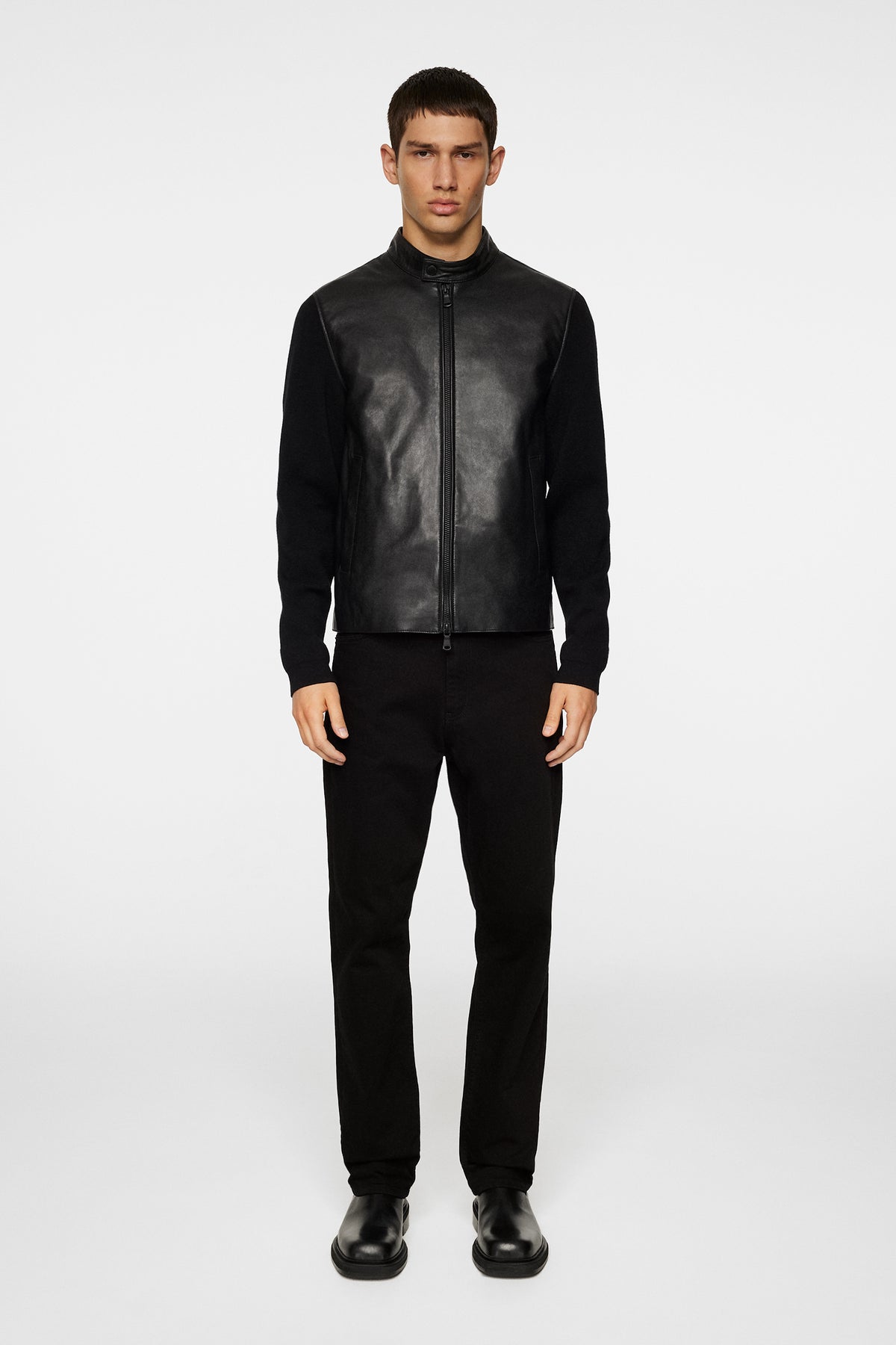 Wade Leather Hybrid Jacket in Black by J.Lindeberg