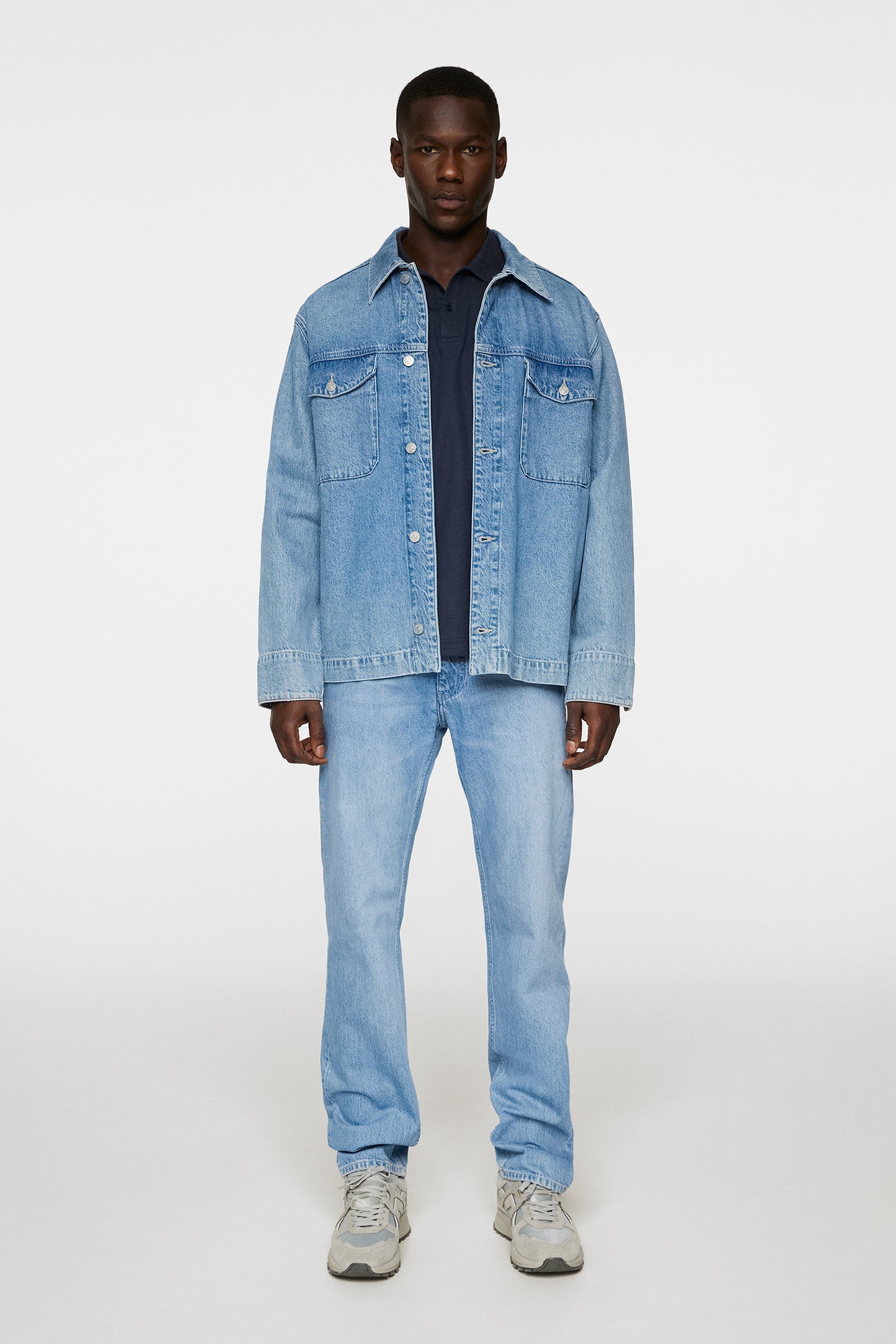 Hunt Washed Denim Overshirt in Light Blue by J.Lindeberg