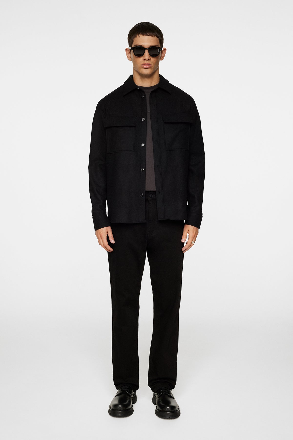 Flat Wool Overshirt in Black by J.Lindeberg