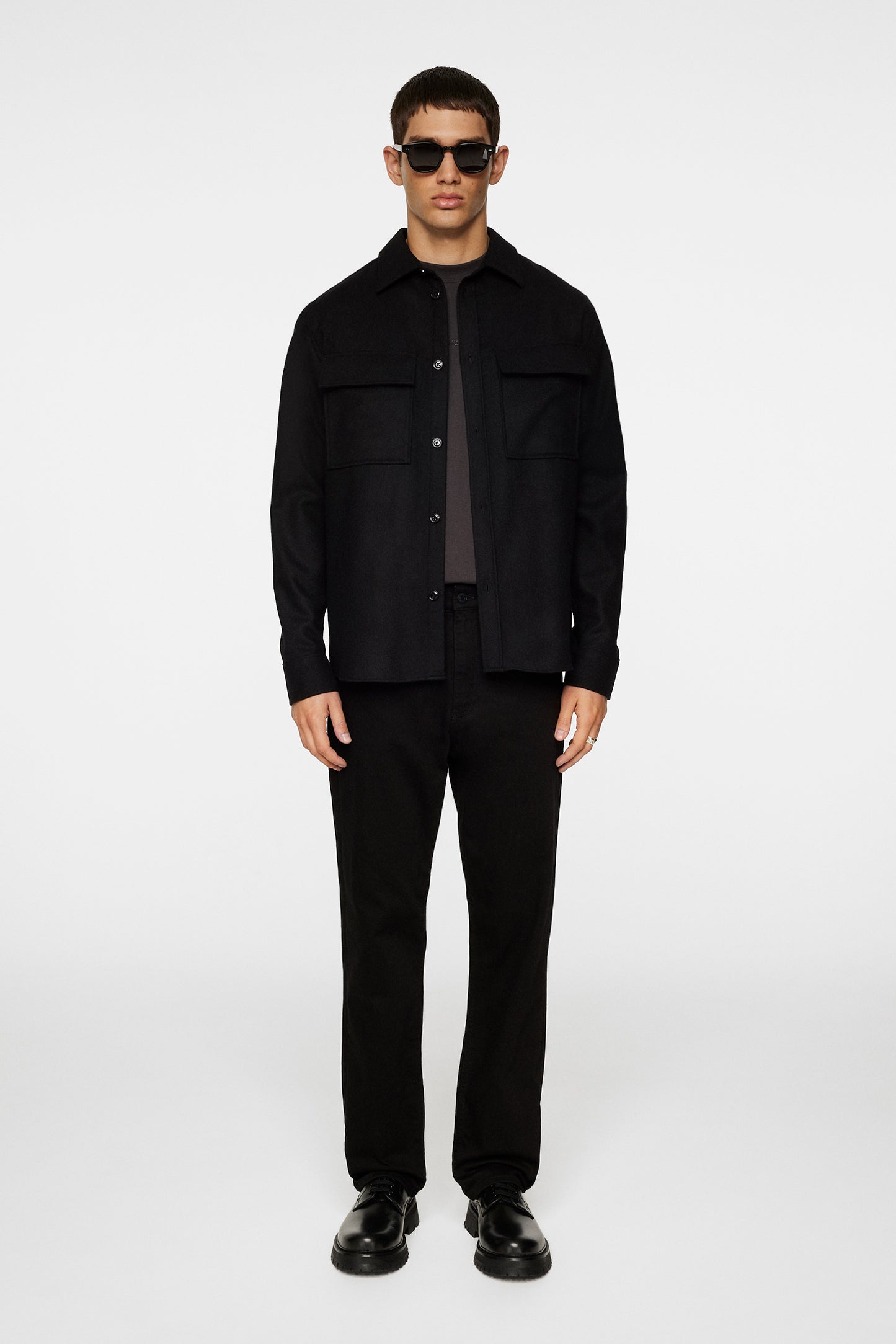Flat Wool Overshirt in Black by J.Lindeberg