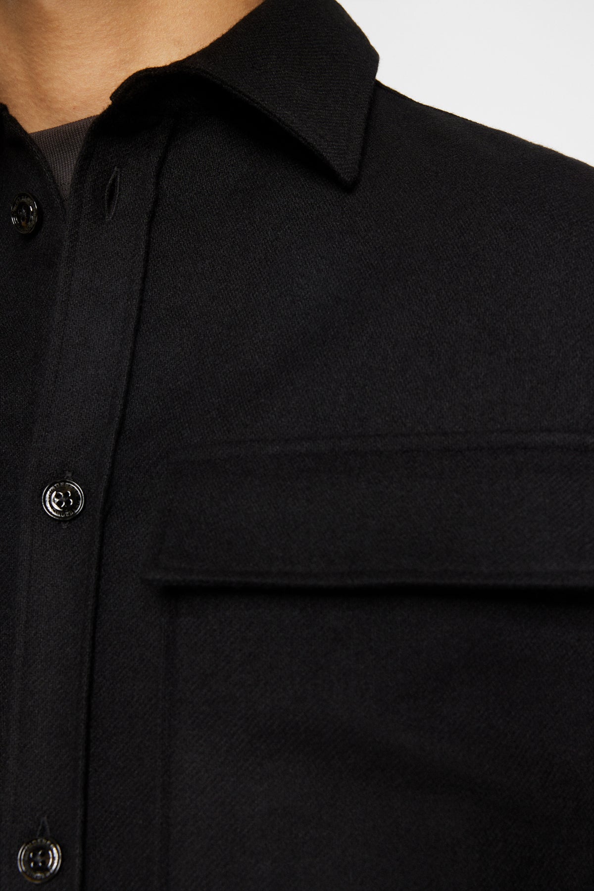 Flat Wool Overshirt in Black by J.Lindeberg