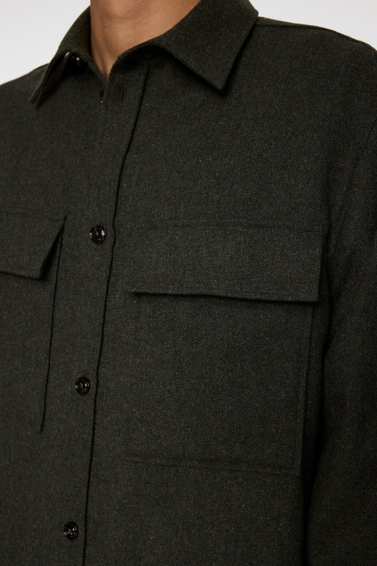 Flat Wool Overshirt in Forest Green by J.Lindeberg