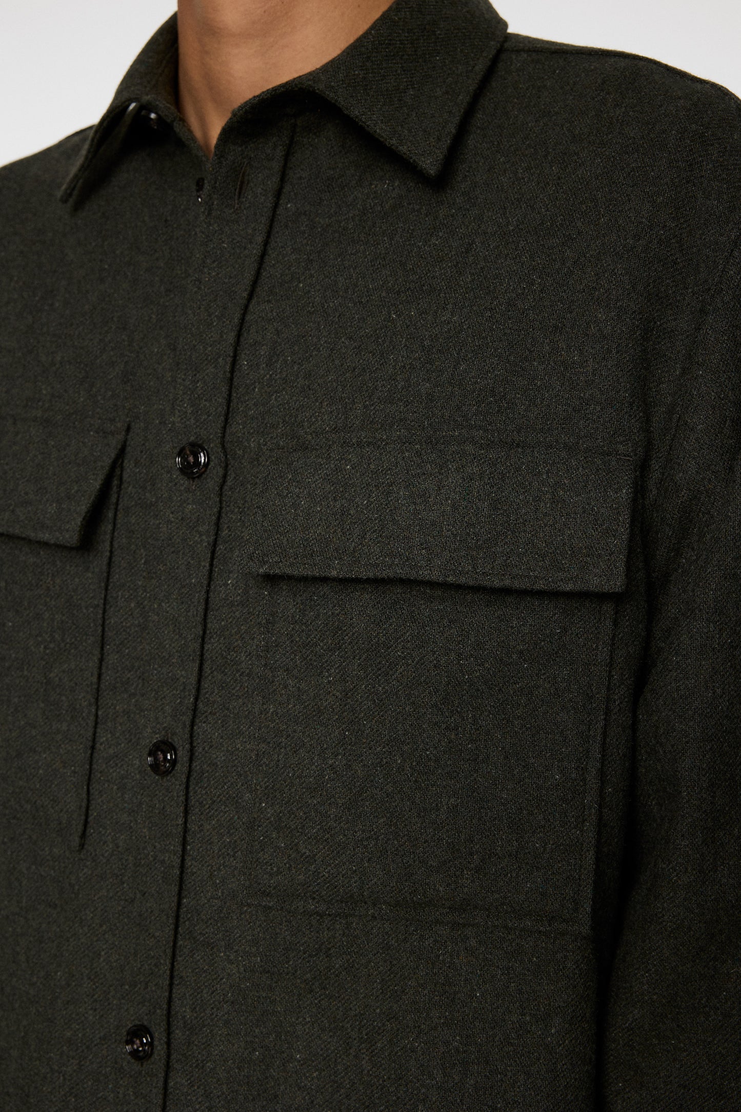 Flat Wool Overshirt in Forest Green by J.Lindeberg