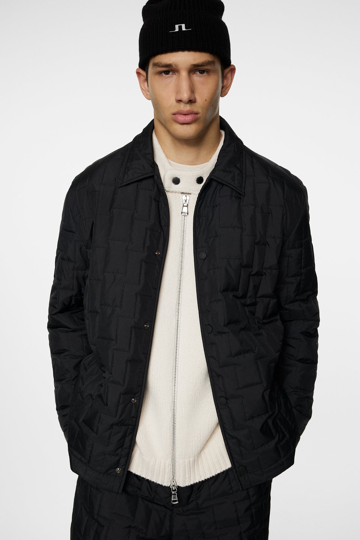 Tibor Bridge quilt Overshirt in Black by J.Lindeberg