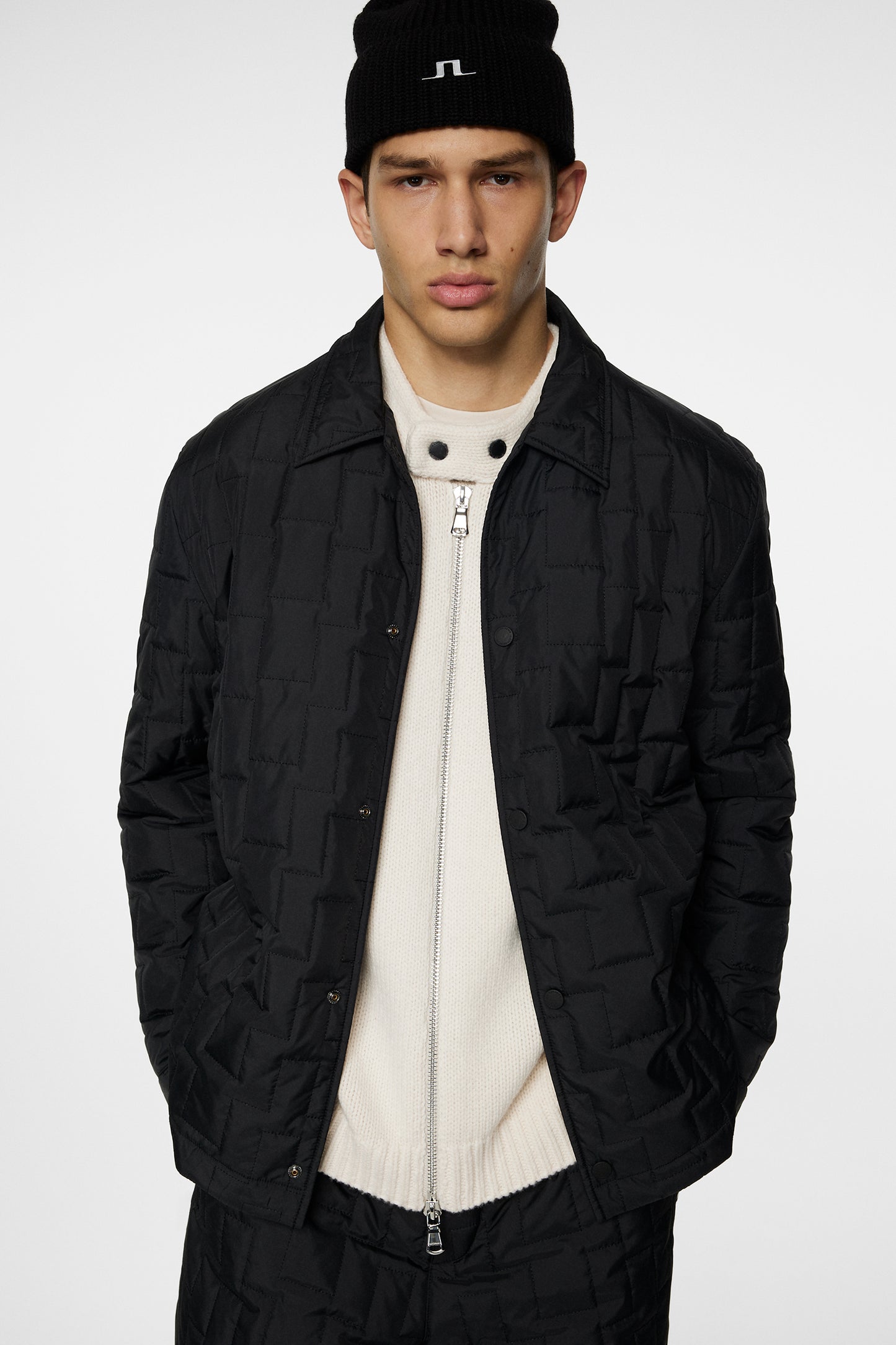 Tibor Bridge quilt Overshirt in Black by J.Lindeberg