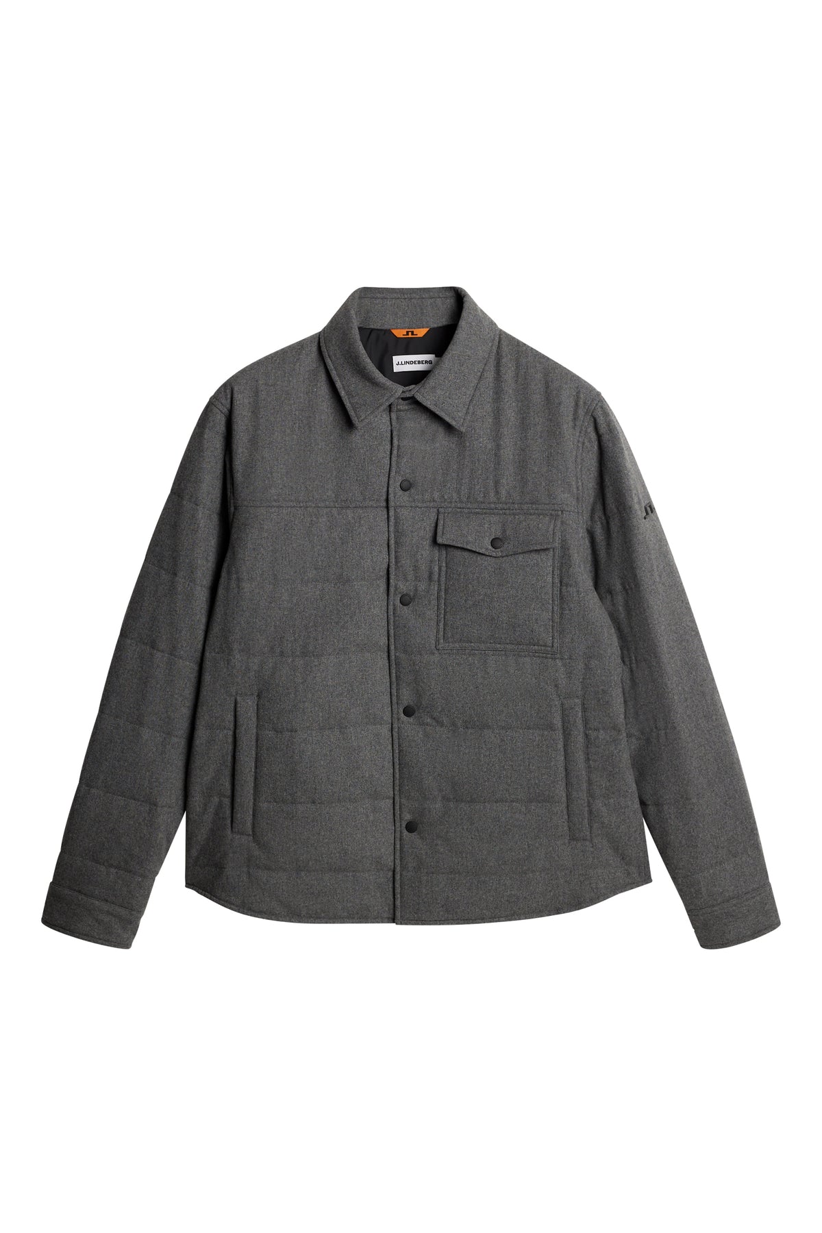Nelson Padded quilt overshirt in Dark Grey Melange by J.Lindeberg