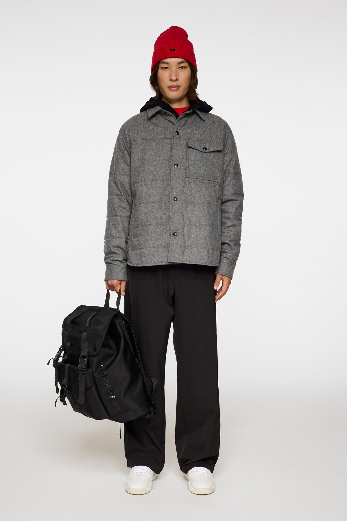Nelson Padded quilt overshirt in Dark Grey Melange by J.Lindeberg