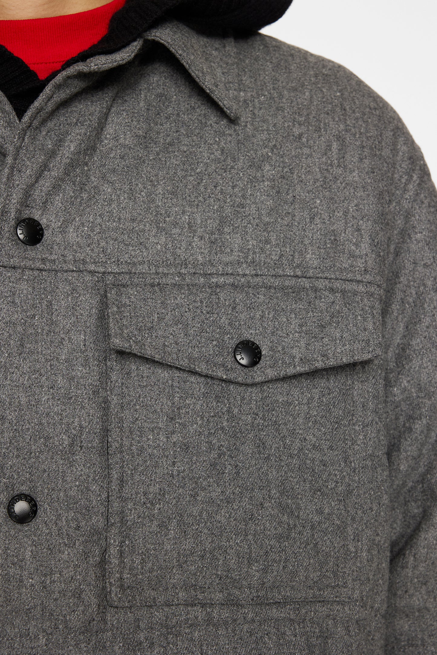 Nelson Padded quilt overshirt in Dark Grey Melange by J.Lindeberg