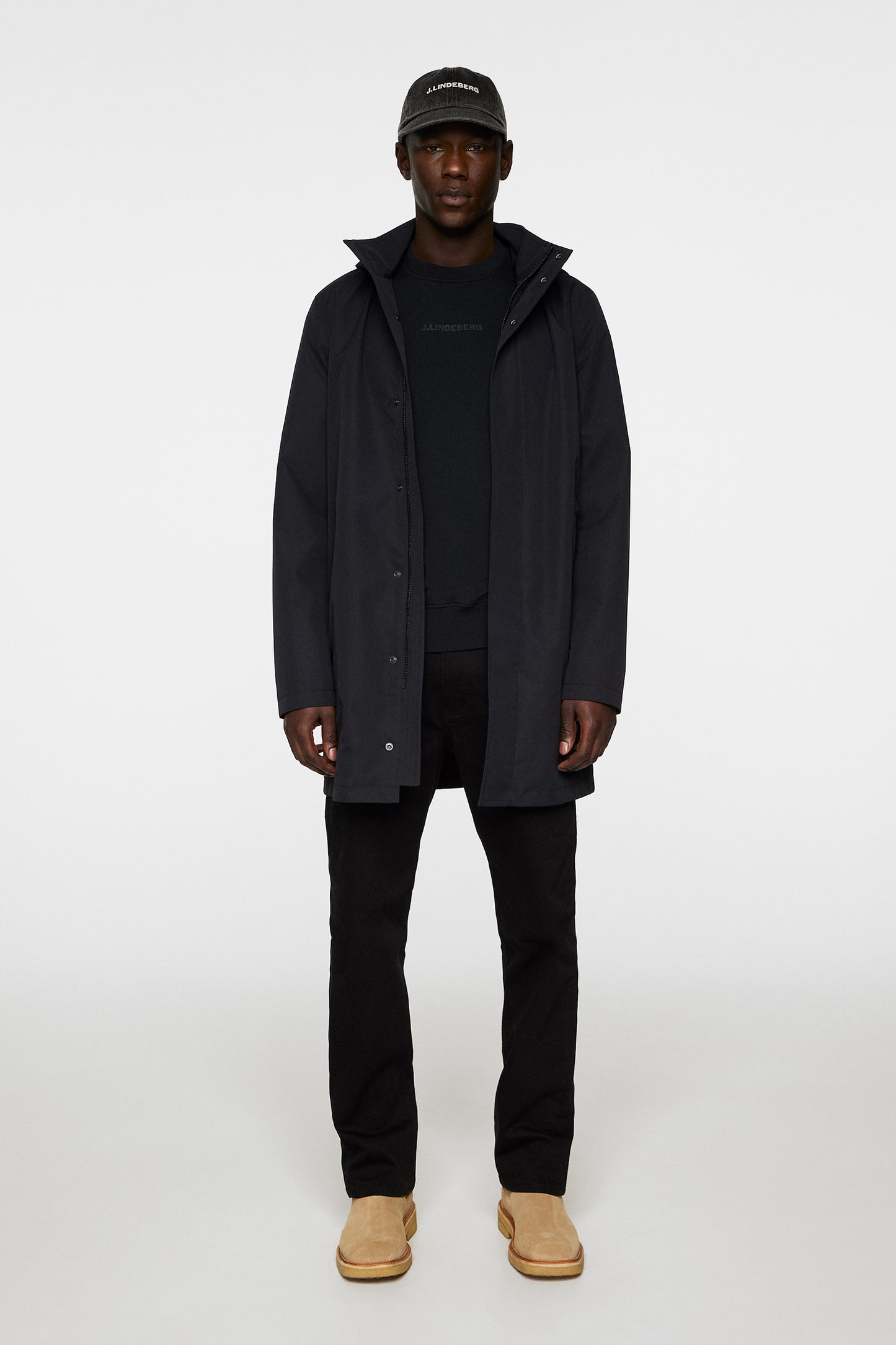 Tobias 2L Midlength Jacket in Black by J.Lindeberg