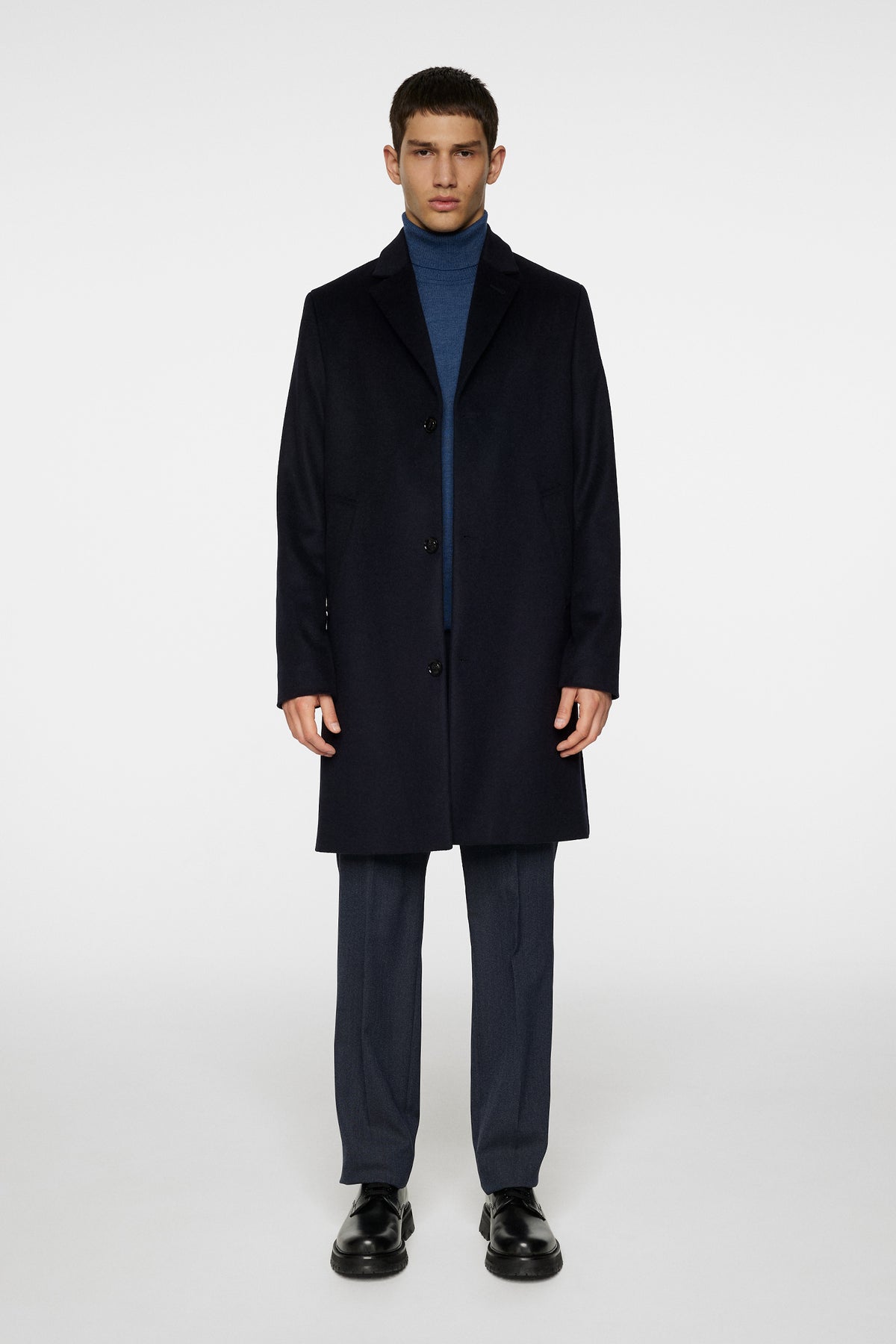 August Melton Cashmere Coat in JL Navy by J.Lindeberg