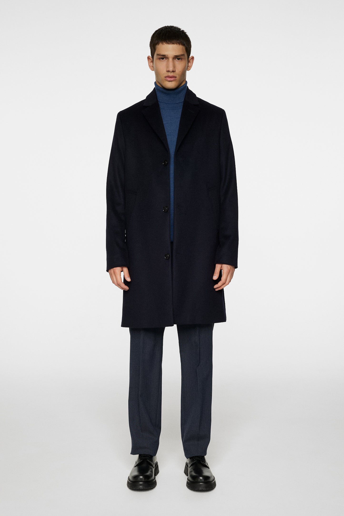 August Melton Cashmere Coat in JL Navy by J.Lindeberg