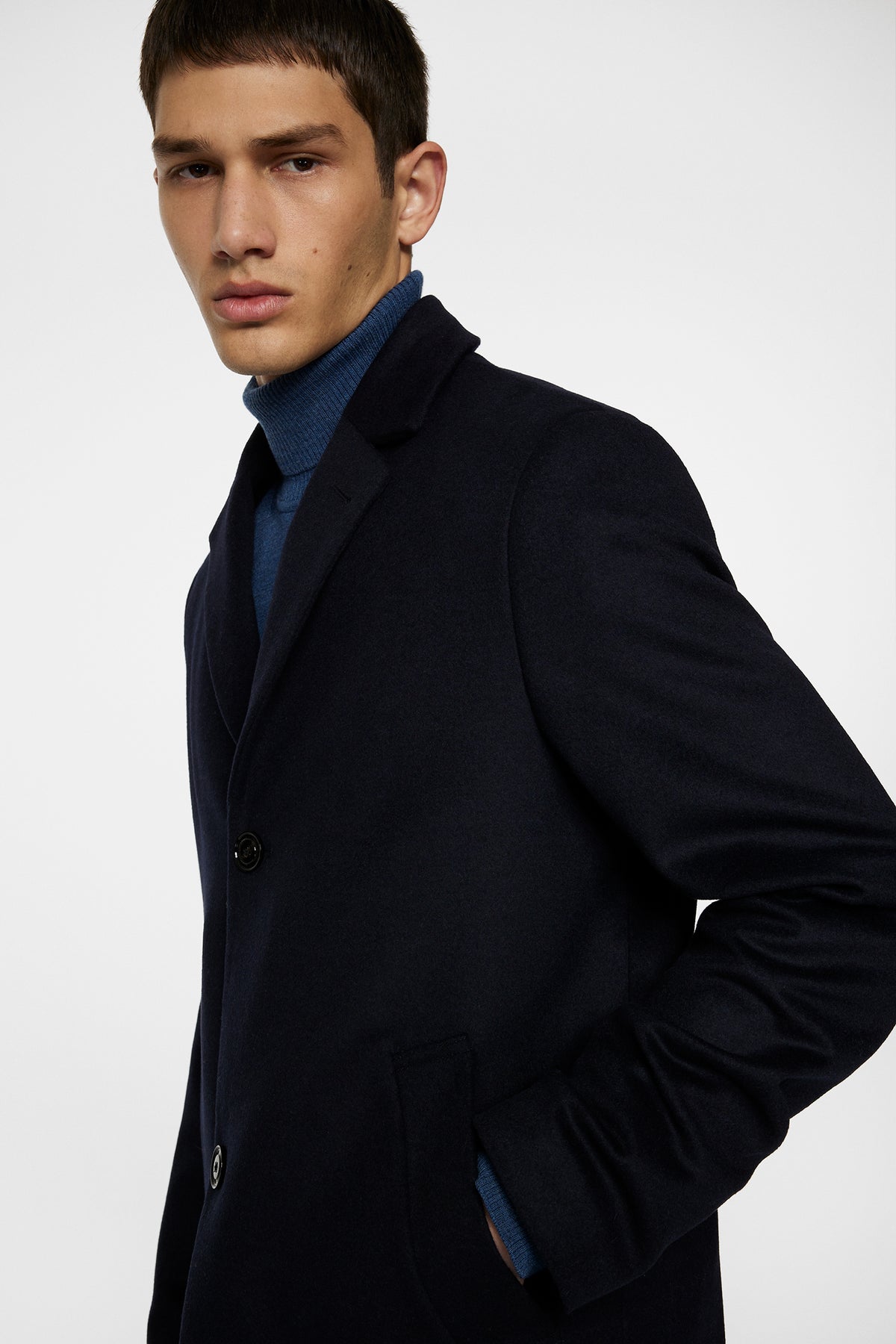 August Melton Cashmere Coat in JL Navy by J.Lindeberg