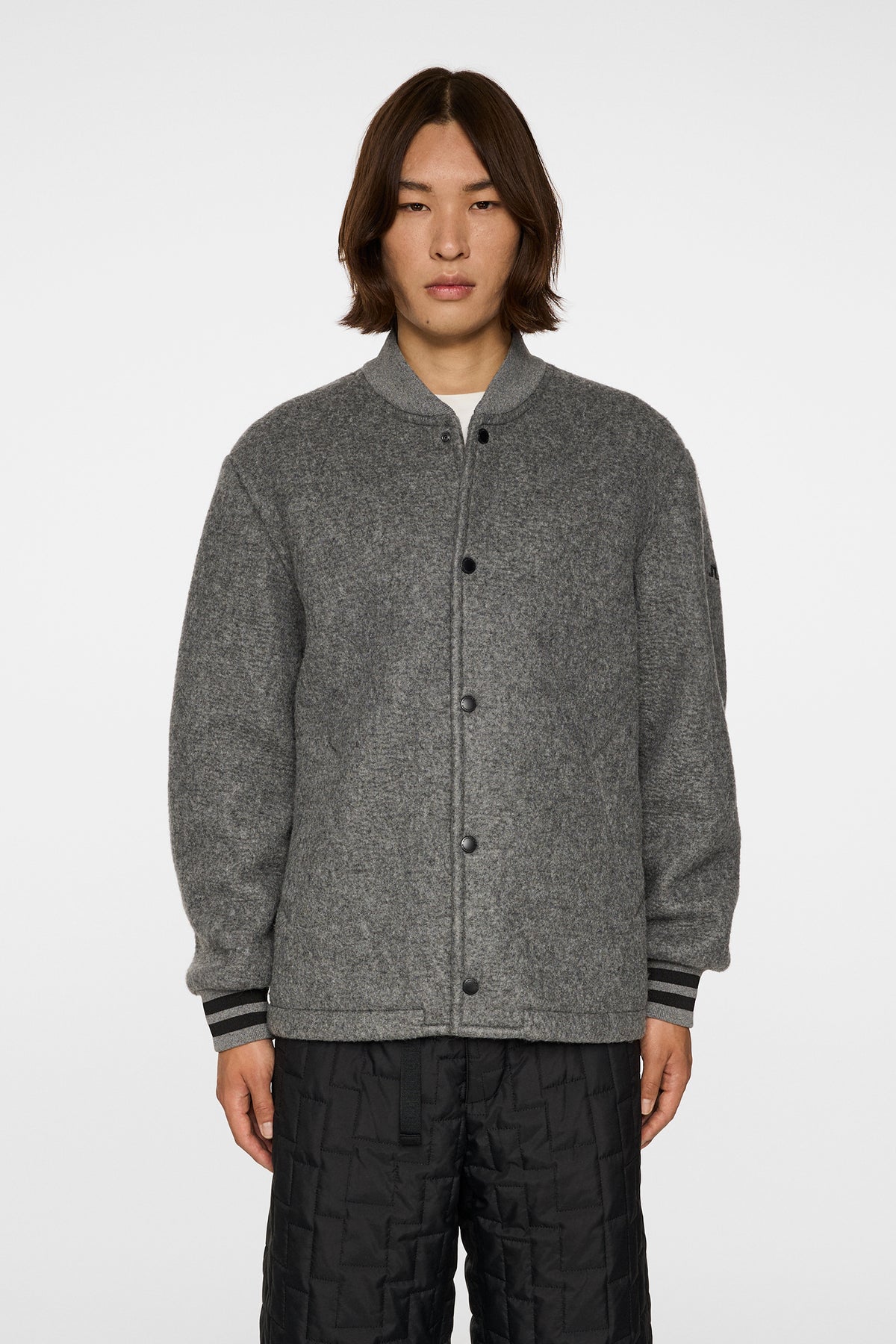 Blane Baseball wool jacket in Medium Grey Melange by J.Lindeberg