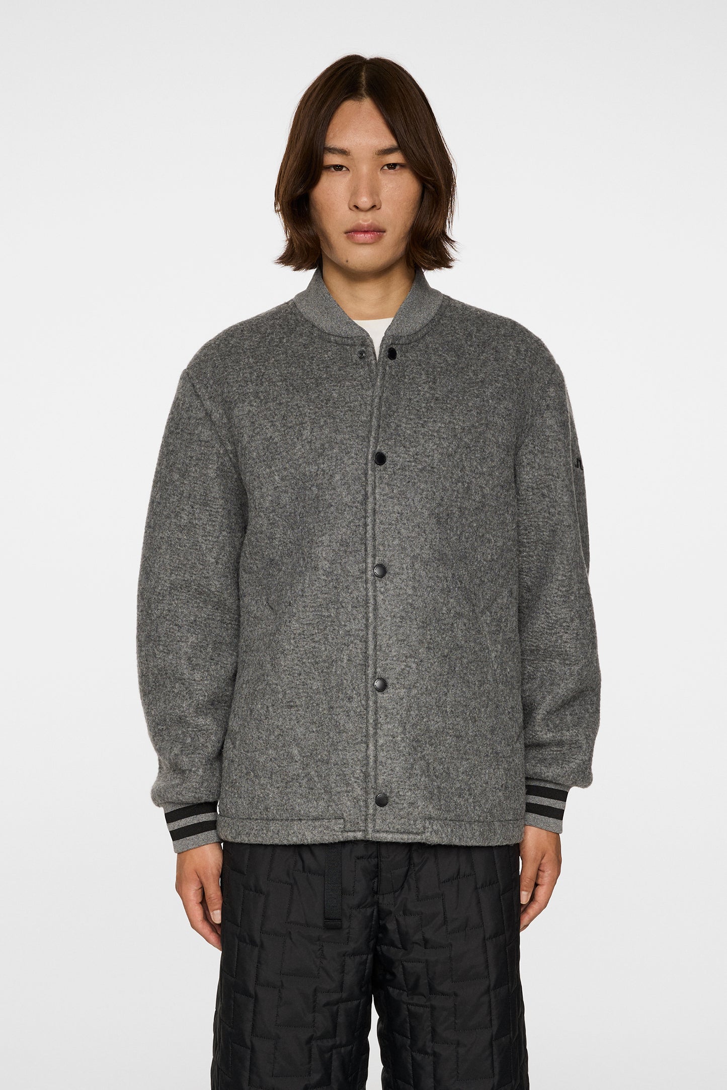 Blane Baseball wool jacket in Medium Grey Melange by J.Lindeberg