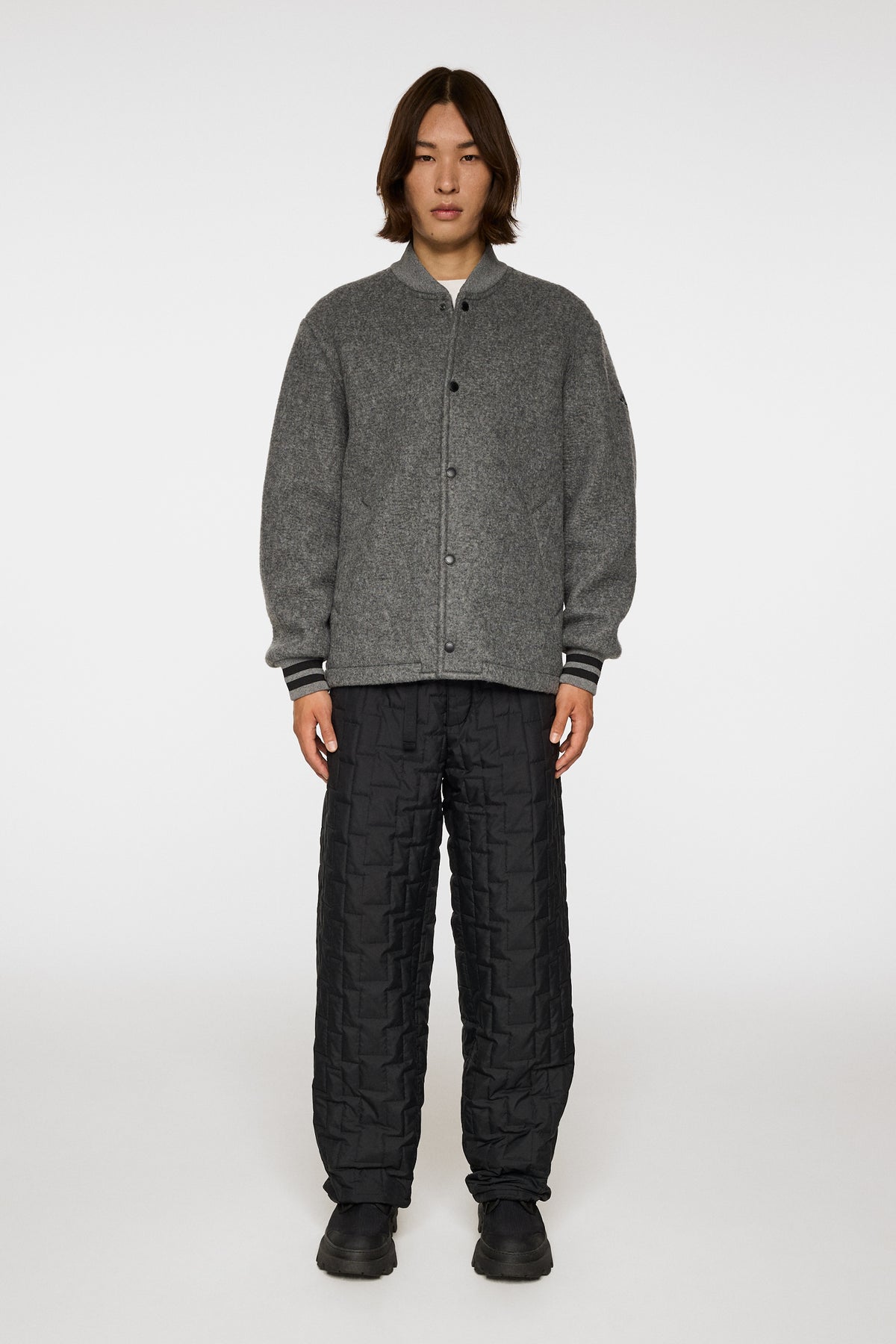 Blane Baseball wool jacket in Medium Grey Melange by J.Lindeberg